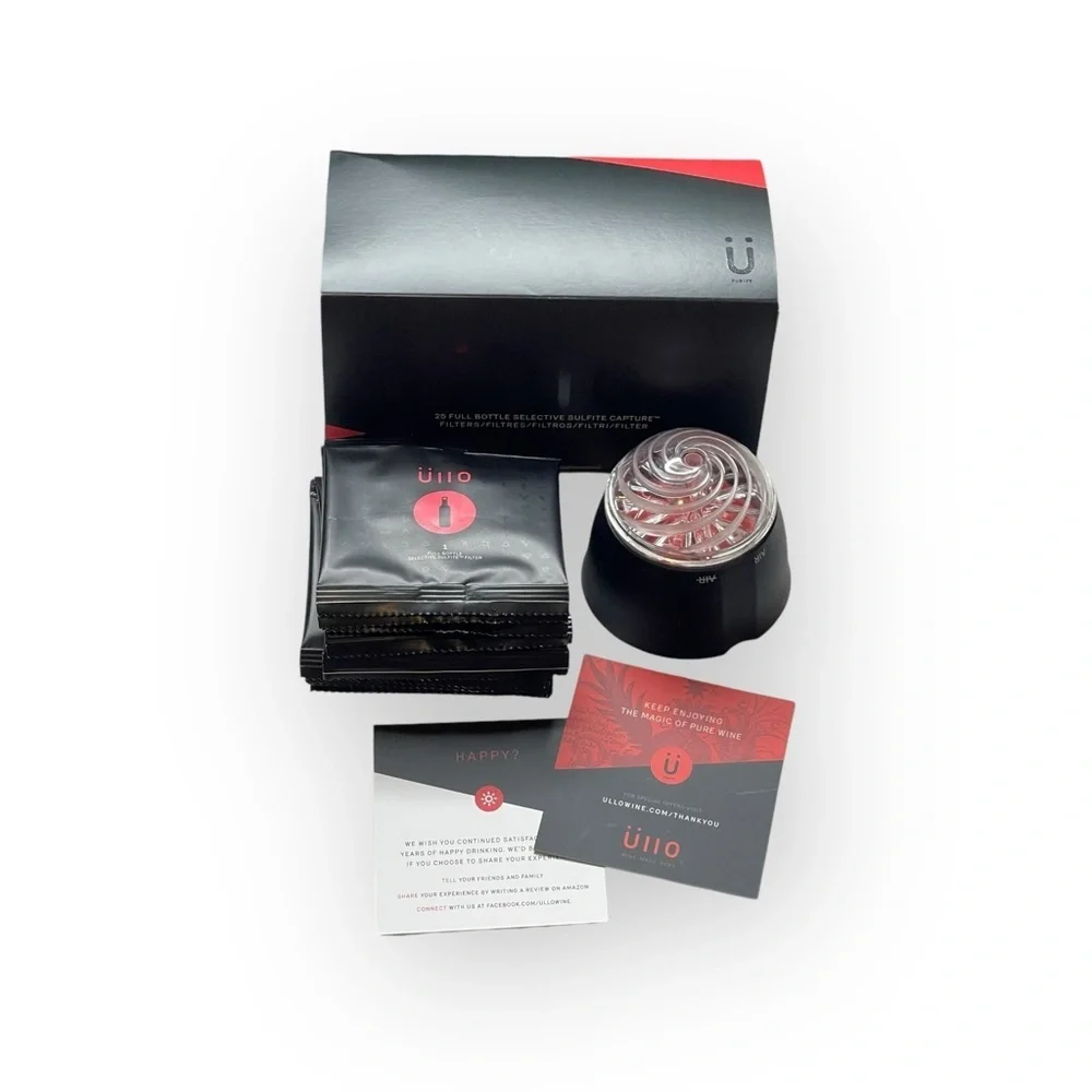 Üllo ❂ Wine Purifier and Filters ❂ Black ❂ Purifier + 11 Full Bottles Filters ❂